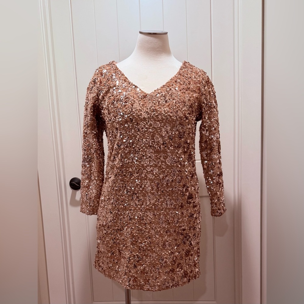 NWT ELOQUII Size 16 Embellished Sparkling Champagne Midi Dress Party Holiday